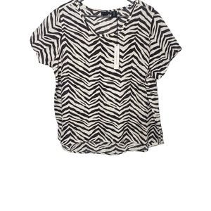 Tahari zebra print linen top size 1X NWT h